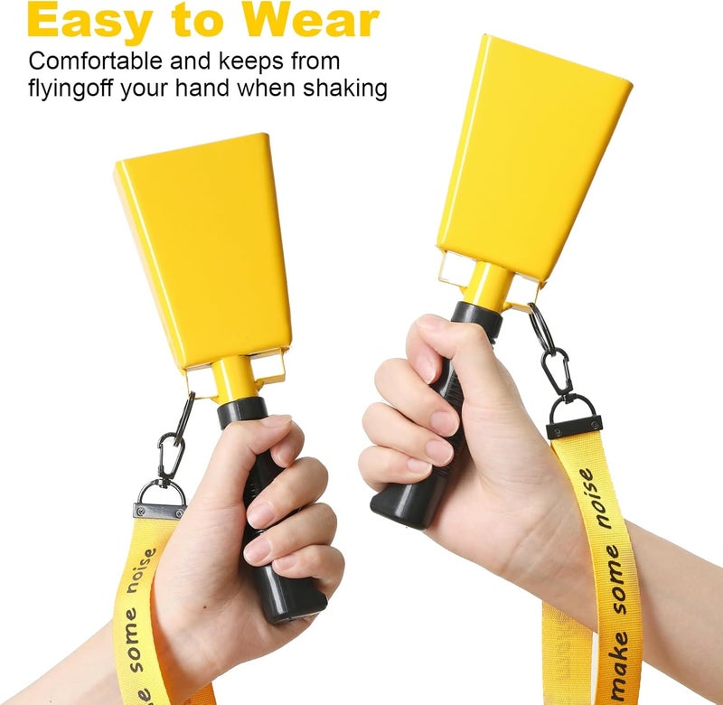 CHMI Cow Bells with Wrist Strap - Cowbell with Handle 2pcs, Customizable Cowbells for Sporting Events, for Football Games,Chimes, Percussion, Musical Instruments, Call Bell, Farm Ranch (yellow) - Image 3